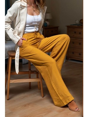 Bacc Hardal Keten Beli Lastikli Salaş Pantolon BCBSK-25700-2933