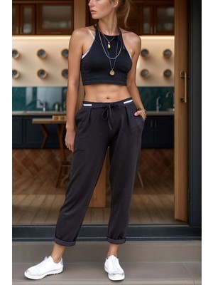 Bacc Siyah Beli Lastikli Cepli Rahat Kalıp Pantolon BCBSK-25700-3523