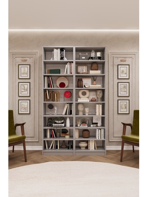 Asra Trend Lüks 16 Raflı Ayarlanabilir Ev Ofis Kitaplık %100 MDF Dekoratif Kütüphane Kitaplık K11