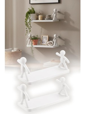 Omilife 2 adet Çöp Adam Yapışkanlı Banyo Organizer Raf Şampuan Kozmetik Baharat Düzenleyici Dekoratif Raf