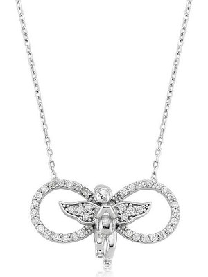 Tienda Elegante Gümüş Sonsuzluk Melek Bayan Kolye
