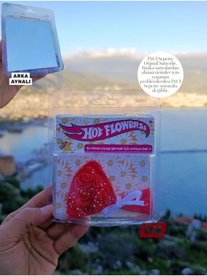 İnci Sepette Sevgiliye Hot Flowerss Hediye Çiçek Aynalı Arka Yüzey