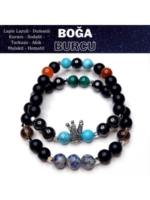 Herkimer Doğaltaş Orijinal Doğaltaş Boğa Burcu Erkek Bileklik Kombini