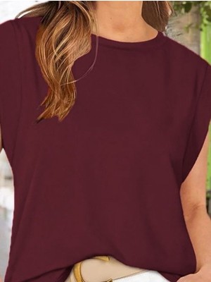 Nova Epoxy Art Kadın Kısa Kollu Bisiklet Yaka Viskon Bluz