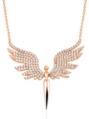 Tienda Elegante Gümüş Rose Mikail Meleği Kadın Kolye