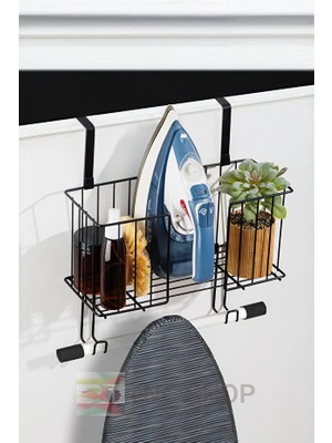 TncPatiShop Kapı Arkası Ütü Askısı ve Ütülük Rafı Siyah Ütü Askısı Düzenleyici