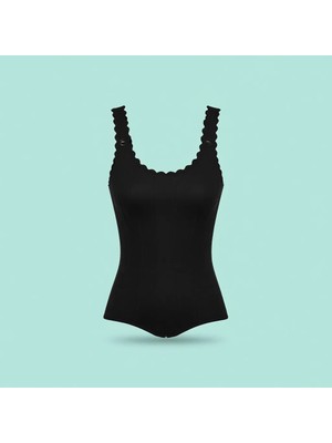 Tutku 3'lü Jakarlı Geniş Askılı Atlet Kadın Siyah Dokuma Kumaş Nefes Alabilir ve Ter Tutmayan