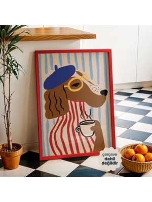 Persona Istanbul "le Café Chic" - Illüstratif Fransız Köpek Posteri (Çerçevesiz)