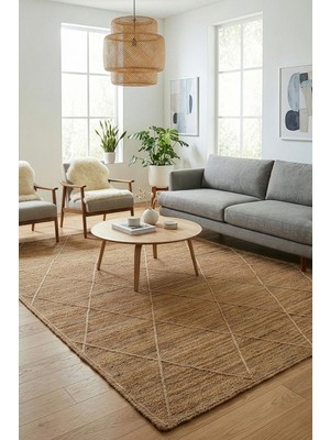 Natura El Dokuma Jüt Bohem Tarz Otantik Salon Oturma Odası Koridor Yatak Odası Natural Halı 00019A