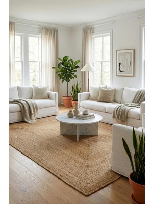 Natura El Dokuma Jüt Bohem Tarz Otantik Salon Oturma Odası Koridor Yatak Odası Natural Halı 00010A