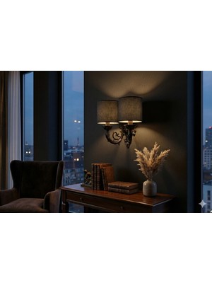  massarelli Balıksırtı Ikili Aplik Siyah-Antrasit