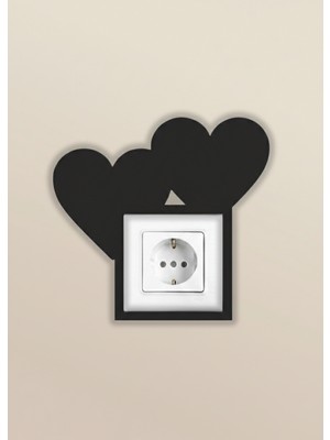 Csd Tasarım Dekoratif Kalpli Duvar Priz Kenarı Süsü Ahşap Priz Çerçevesi