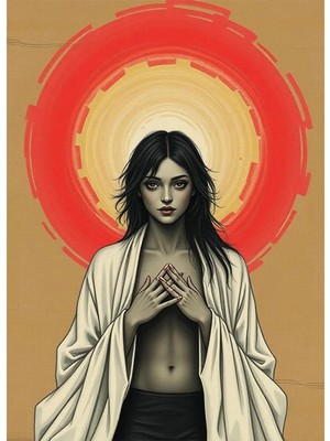 Bedeko Mistik Ayin Yapan Kadın Mdf Ahşap Tablo