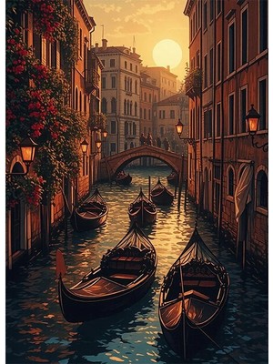 Bedeko Venedik ve Gondollar Mdf Ahşap Tablo