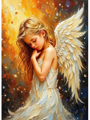 Bedeko Küçük Melek Resimli Mdf Ahşap Tablo