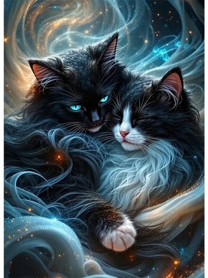 Bedeko Sarılan Kediler Resimli Mdf Ahşap Tablo