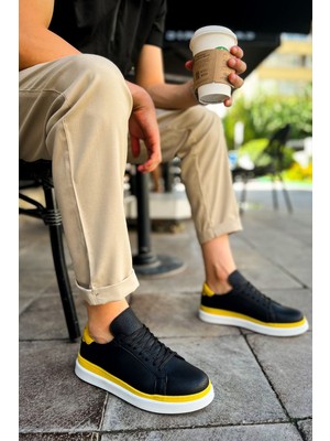 Flamex CH979 - Santoni Gbt Spor Erkek Ayakkabı Sıyah/sarı