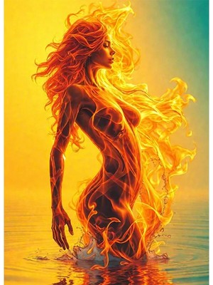 Bedeko Alev Içinde Suya Giren Kadın Mdf Ahşap Tablo