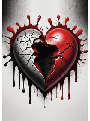 Bedeko Yaralı Kalp Temalı Mdf Ahşap Tablo