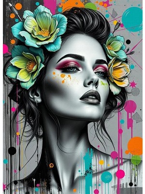 Bedeko Boya Damlaları ve Kadın Mdf Ahşap Tablo