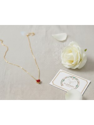 Marka Kırmızı Kalp Uçlu Gold Renk Kolye - 00004ITI