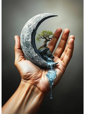 Bedeko Avuç Içinde Doğa Sürreal Mdf Ahşap Tablo