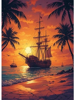 Bedeko Demir Atmış Yelkenli Gemi Mdf Ahşap Tablo