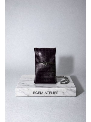 Egem Atelier Zincir Askılı Taşlı Telefon Çantası