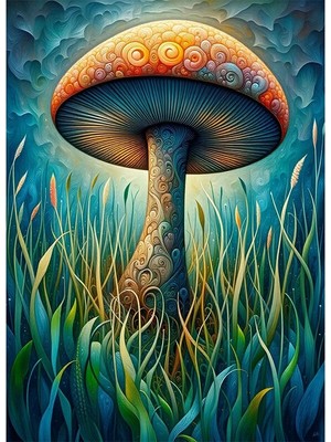 Bedeko Otlar Arasında Mantar Resimli Mdf Ahşap Tablo