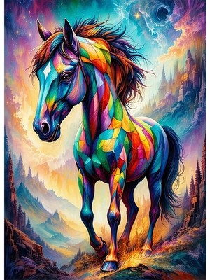 Bedeko Renkli At Resimli Mdf Ahşap Tablo