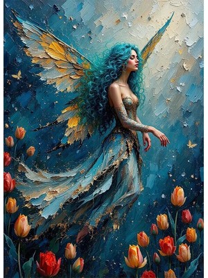 Bedeko Melek ve Çiçekler Temalı Mdf Ahşap Tablo