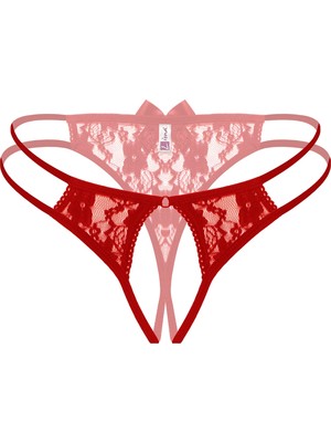 Beruflic Angel Kırmızı Dantelli Önü Açık Fantezi Külot