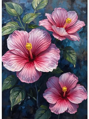 Bedeko Pembe Çiçeklerler Resimli Mdf Ahşap Tablo