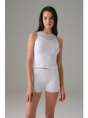 Beruflic Doreanse Kadın Halter File Yaka Atlet Beyaz 9401