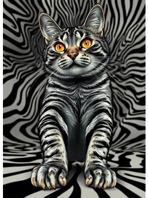 Bedeko Siyah Beyaz Kedi Resimli Mdf Ahşap Tablo