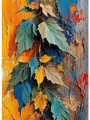 Bedeko Boyalı Yapraklar Mdf Ahşap Tablo