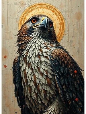 Bedeko Kartal Resimli Mdf Ahşap Tablo