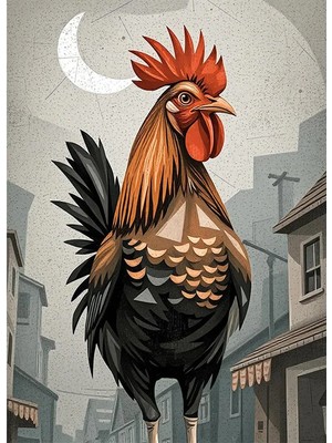 Bedeko Horoz Resimli Mdf Ahşap Tablo