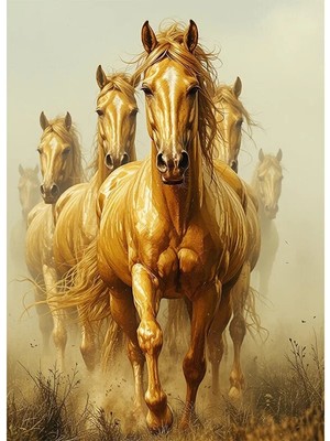 Bedeko Koşan At Sürüsü Mdf Ahşap Tablo