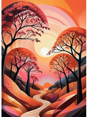 Bedeko Sürreal Orman Manzarası Mdf Ahşap Tablo