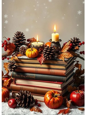 Bedeko Kitaplar ve Mumlar Mdf Ahşap Tablo