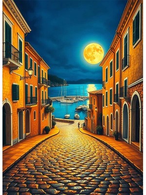 Bedeko Taş Sokak ve Yakamoz Mdf Ahşap Tablo