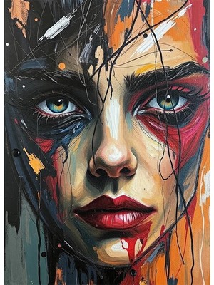 Bedeko Boyalı Kadın Yüzü Mdf Ahşap Tablo