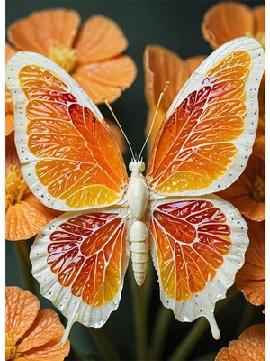 Bedeko Portakal Desenli Kelebek Mdf Ahşap Tablo