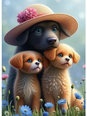 Bedeko Sevimli Köpekler Resimli Mdf Ahşap Tablo