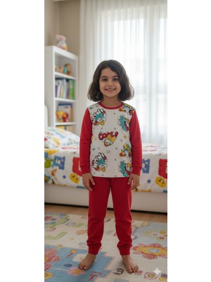 Cubbux Kız Çocuk Pamuklu Uzun Kol Desenli Kaliteli Pijama Takımı