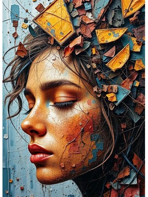 Bedeko Parçalanmış Düşünceler Temalı Mdf Ahşap Tablo