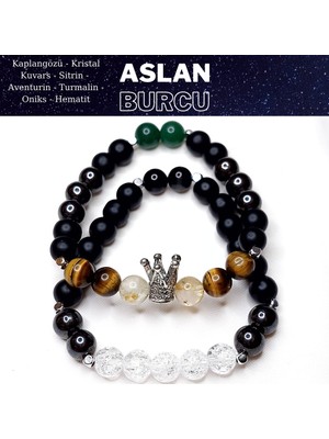 Herkimer Doğaltaş Orijinal Doğaltaş Aslan Burcu Erkek Bileklik Kombini