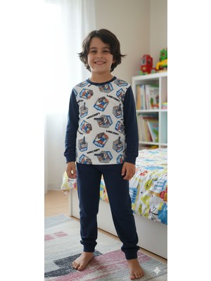 Cubbux Çocuk Pamuklu Uzun Kol Desenli Kaliteli Pijama Takımı