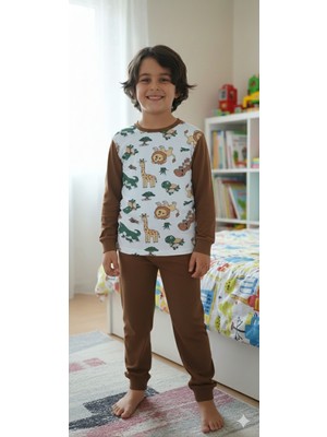 Cubbux Çocuk Pamuklu Uzun Kol Desenli Kaliteli Pijama Takımı